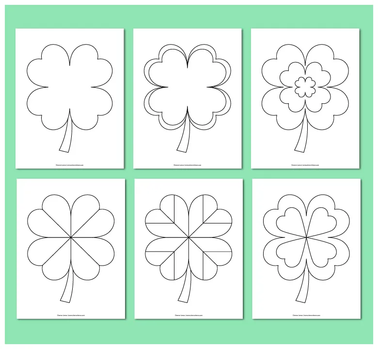 Printable four-leaf clover coloring pages - Chevron Lemon