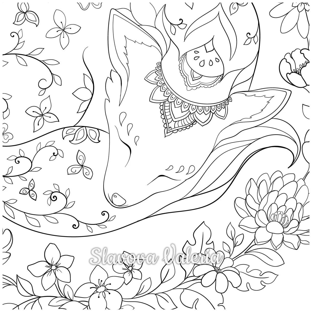Sleepy fox coloring page instant download pdf download etsy canada