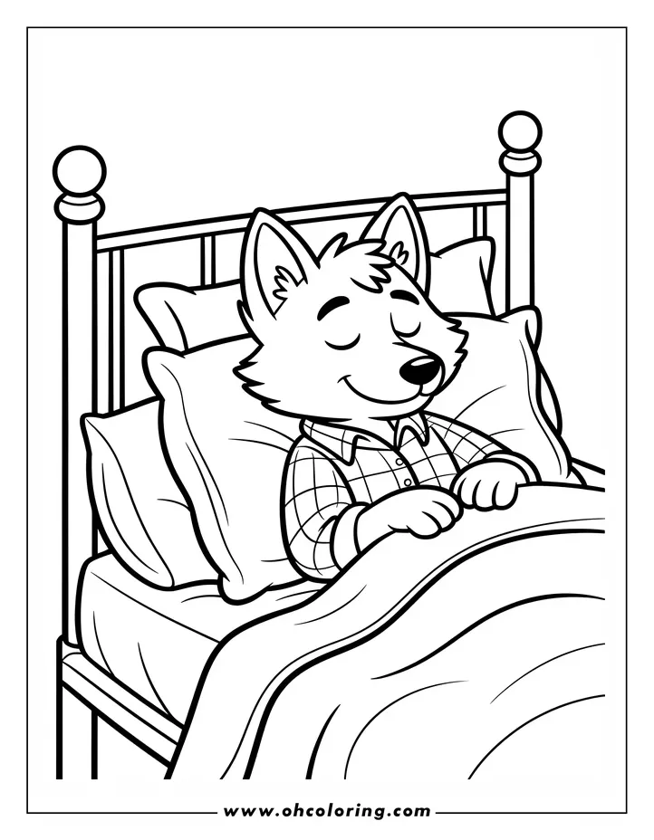 Fox sleeping in bed coloring page oh! coloring