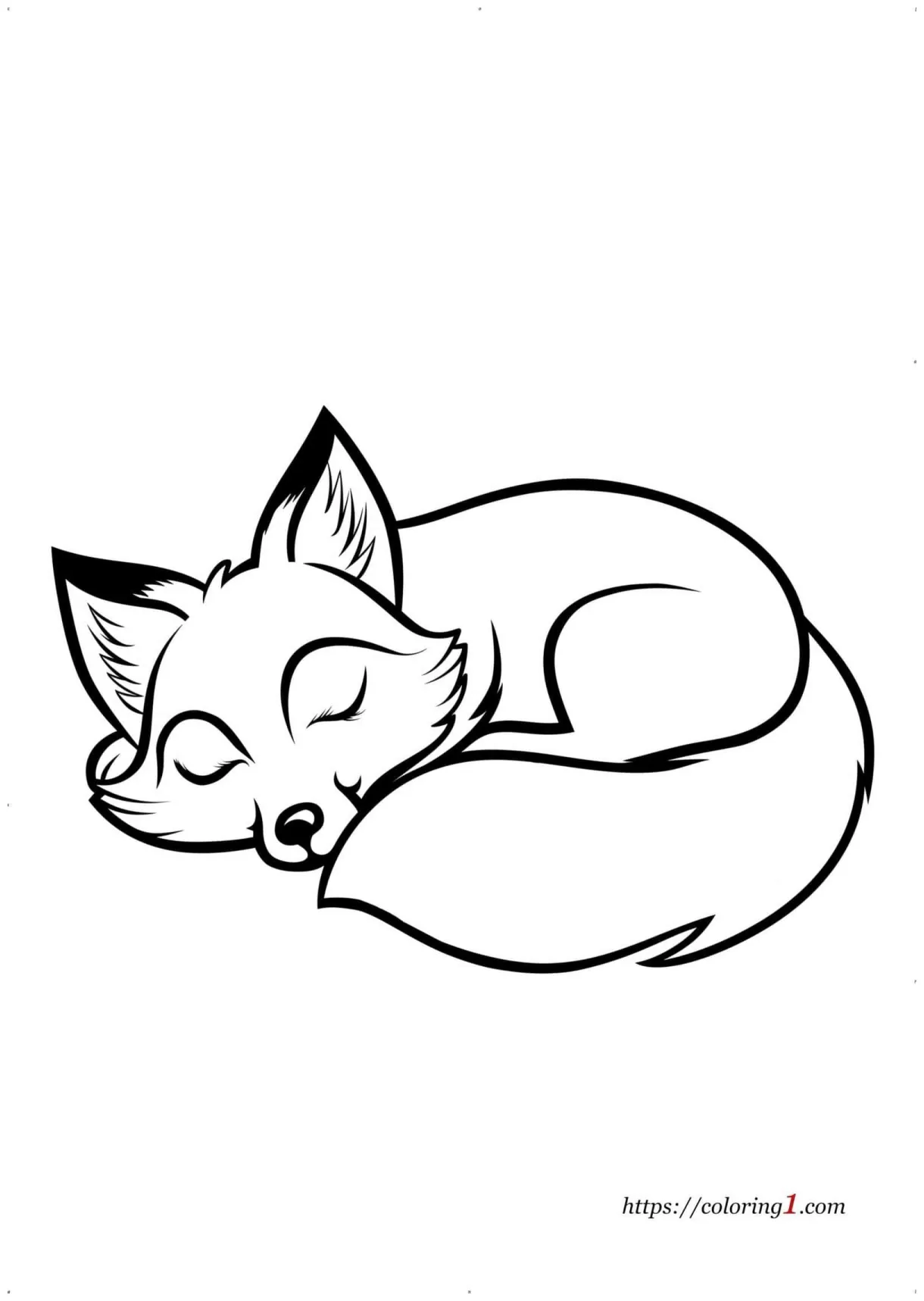 Sleeping fox free coloring sheet 2024