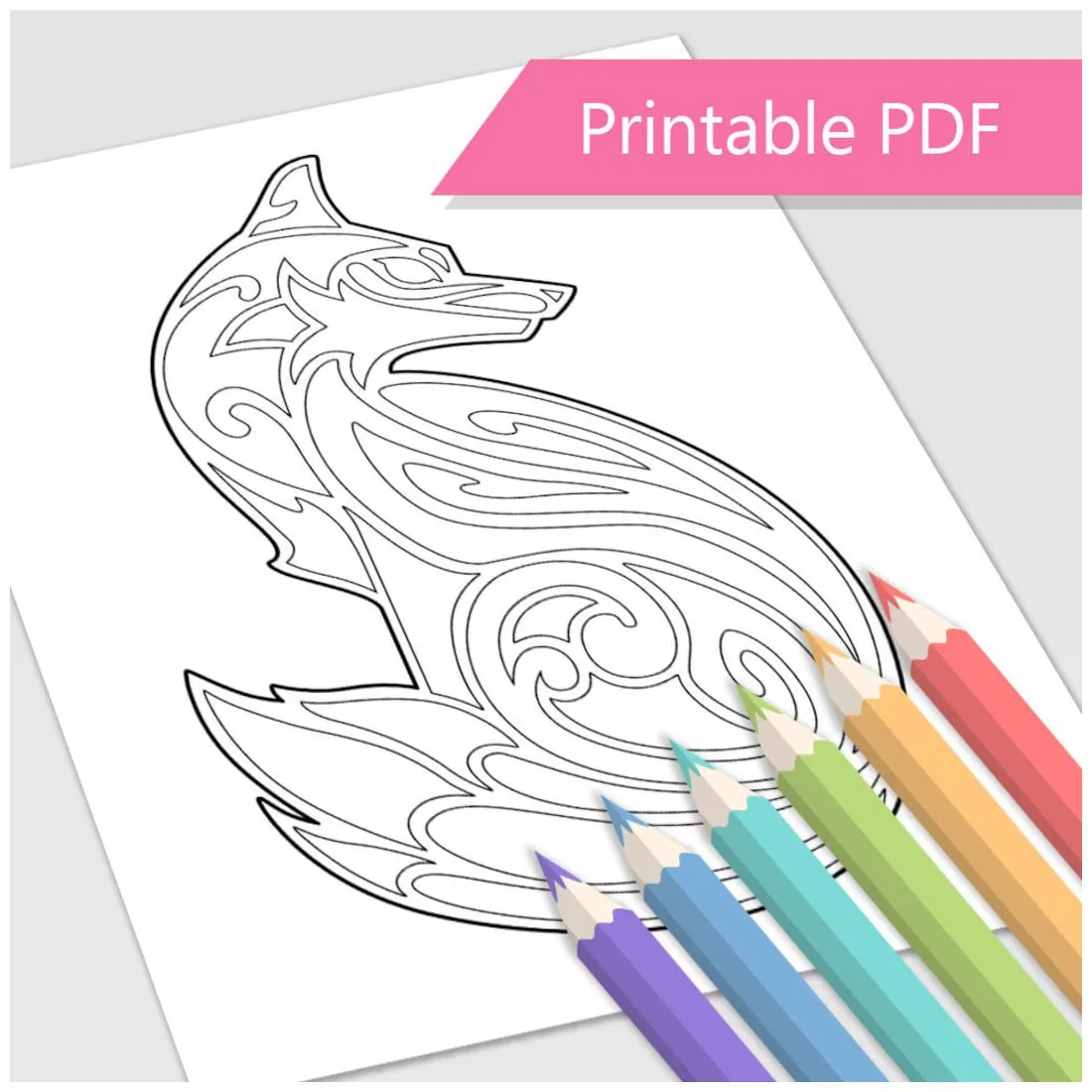 Fox coloring page etsy