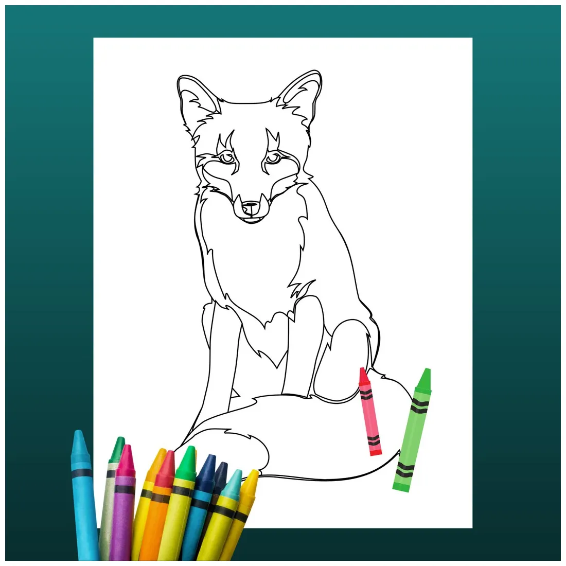 Fox coloring page digital download! etsy