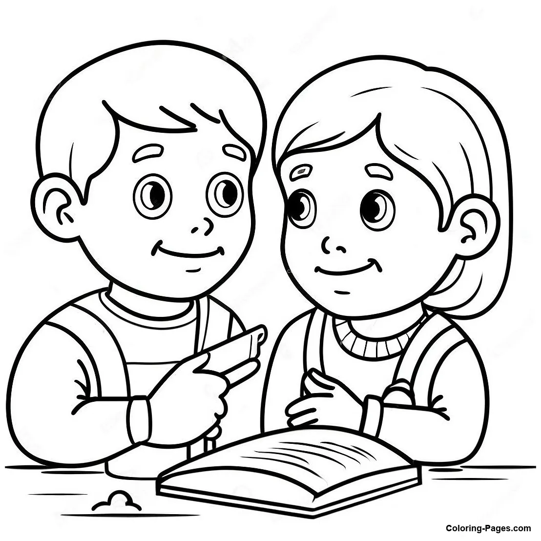 Respectful children listening coloring page coloring-pages printable coloring page