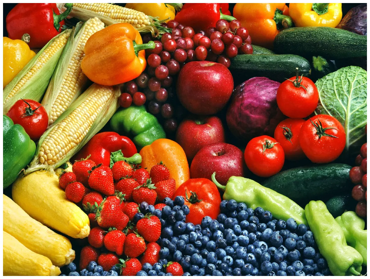 The wholesome mermaid eating fresh fruits and vegetables during fall