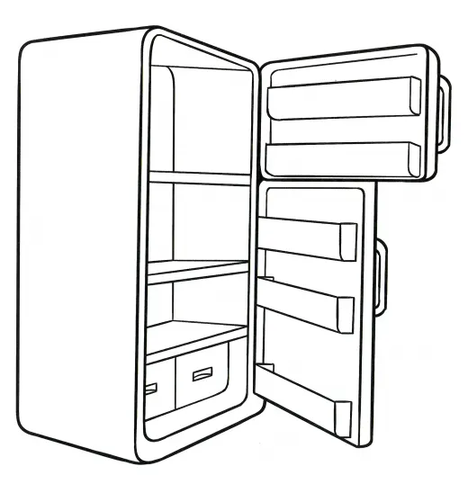 Empty fridge coloring page - free and printable