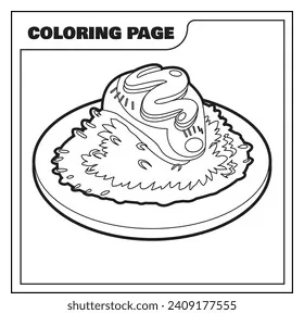 Coloring page fried rice omelet egg stock vector