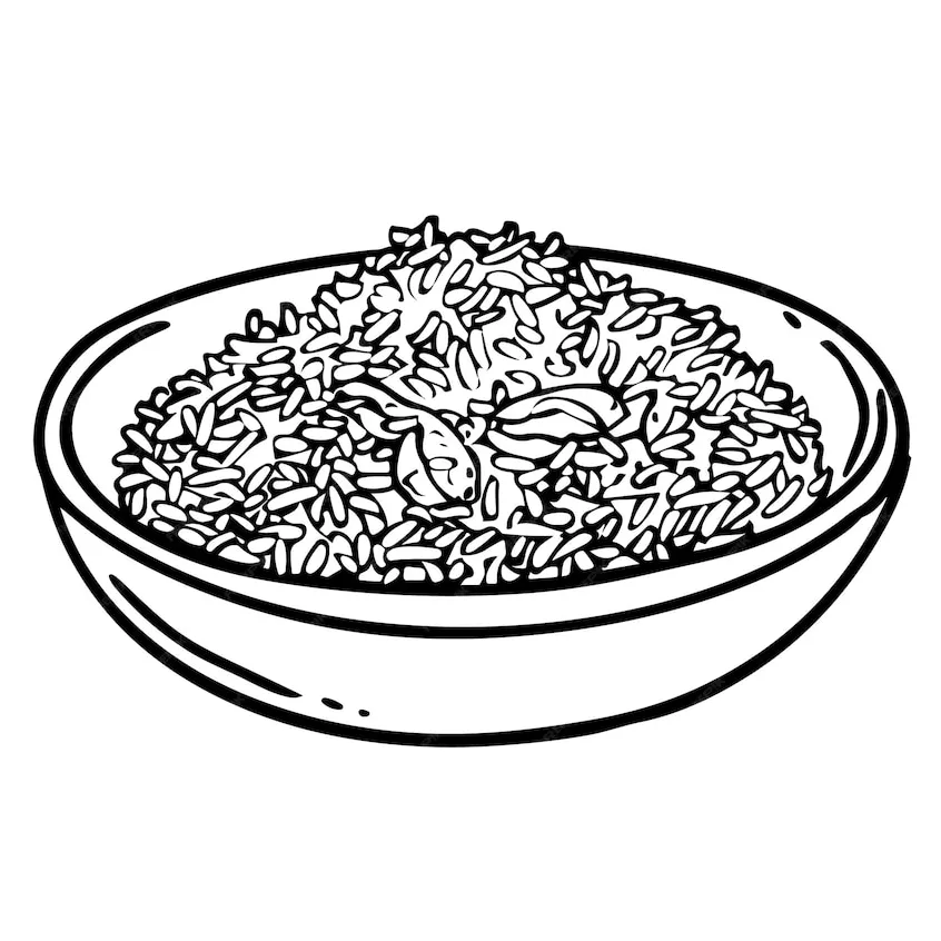 Coloring book vector illustration of drawing of fried rice premium ai