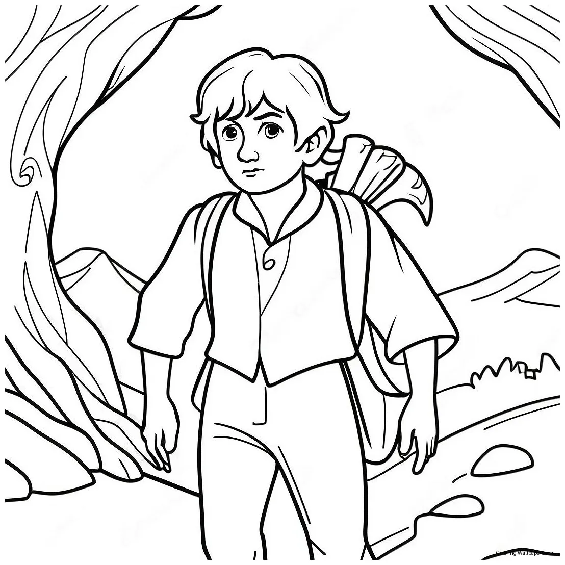Frodo baggins adventurous journey coloring page 1971-1577