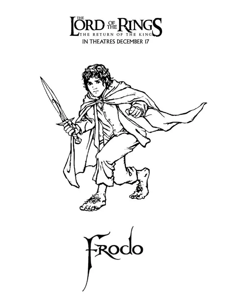 Frodo lotr rotk coloring page. coloring page, lotr, lord coloring nation