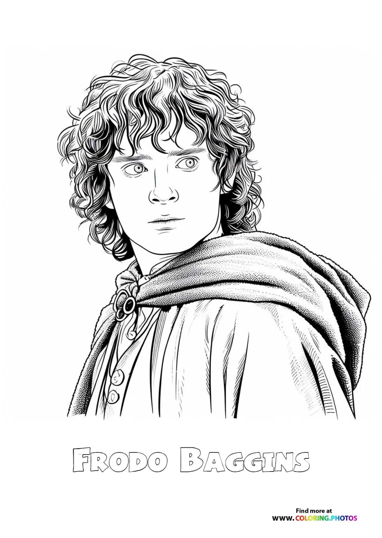 Frodo baggins staring coloring pages for kids printable coloring page