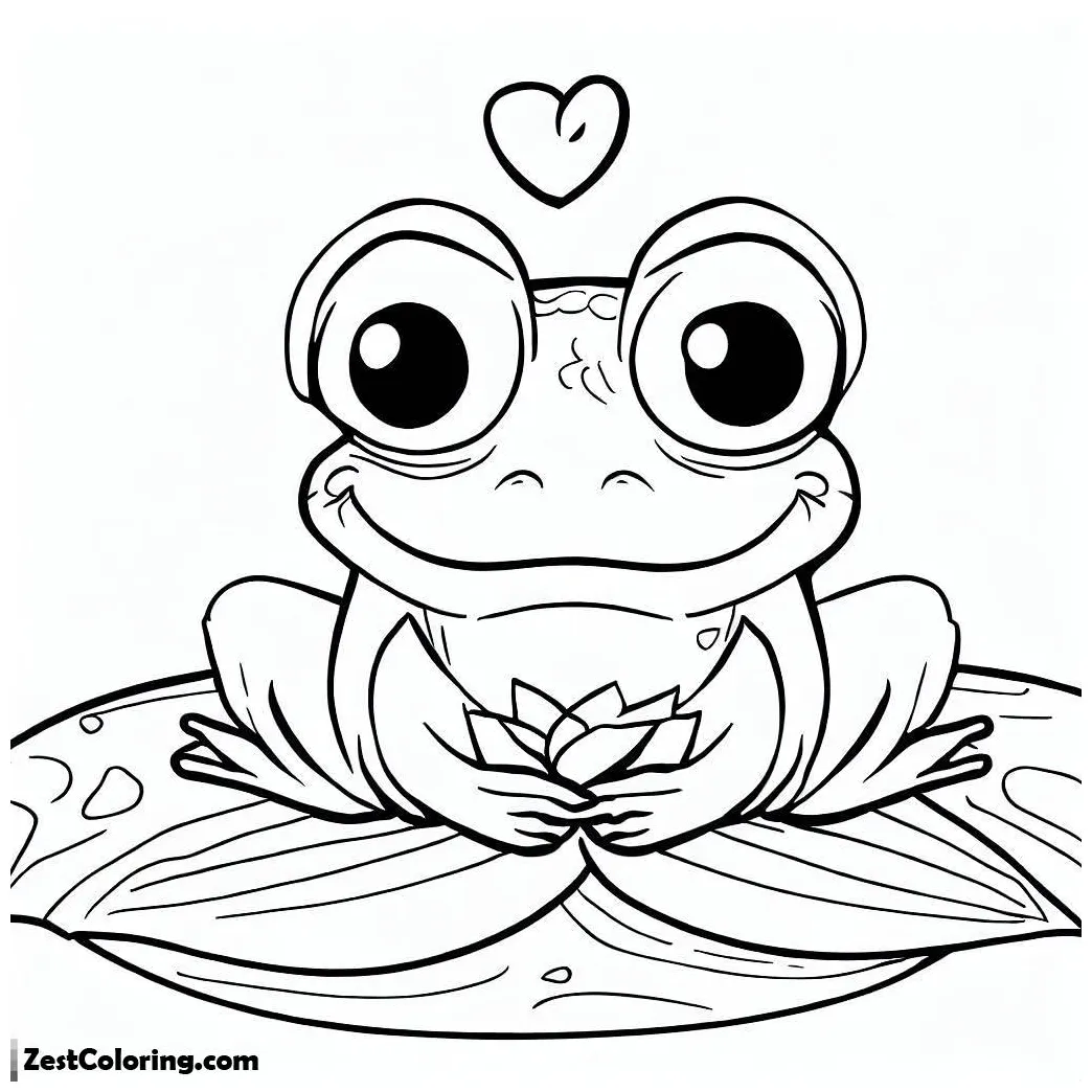 Frog love to sit on lily pad coloring page coloring for kids smart