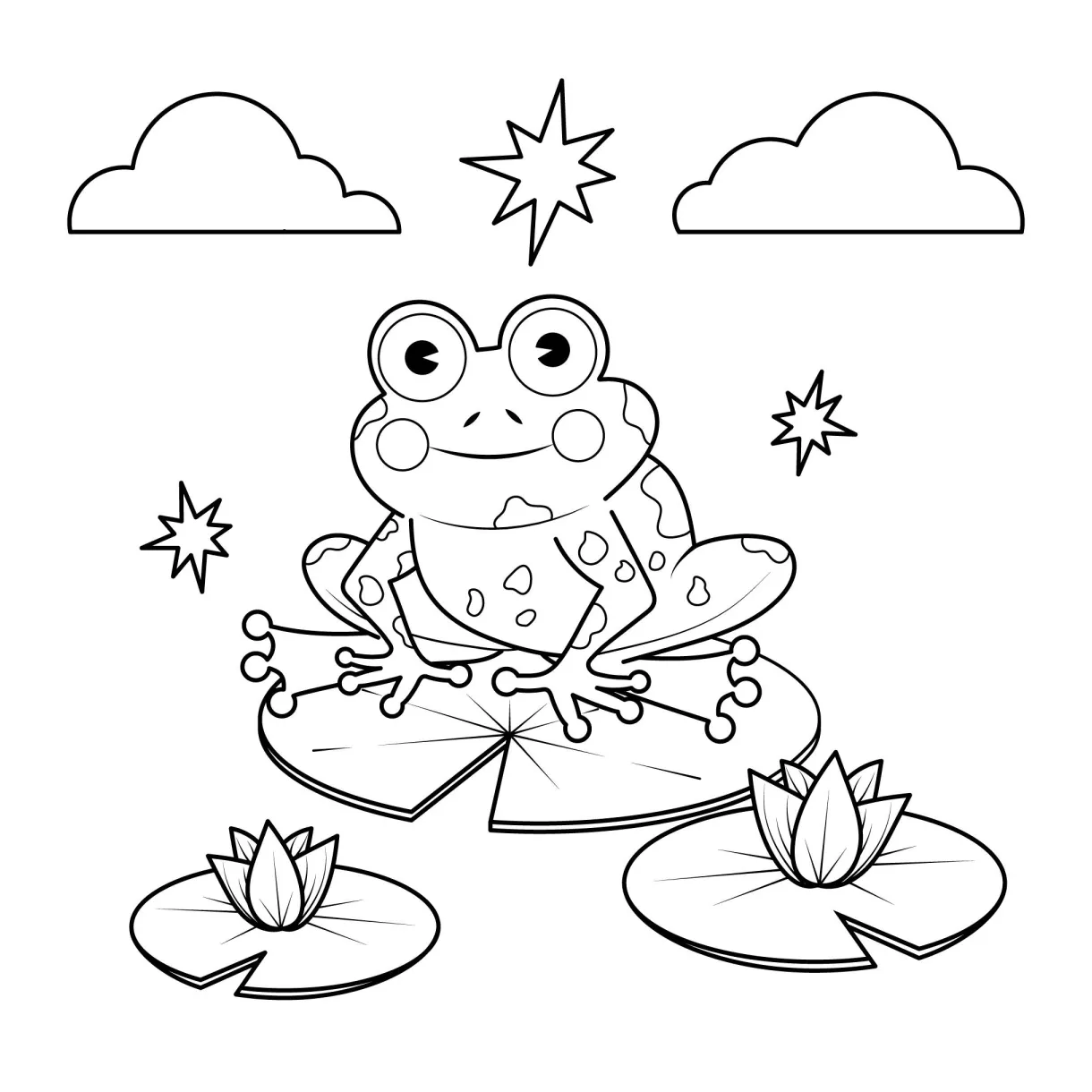 Frog on lily pad colouring page colouring crafts