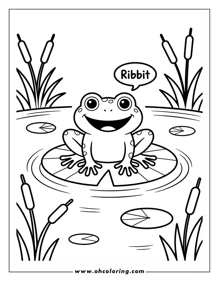 Frog on lily pad coloring page oh! coloring