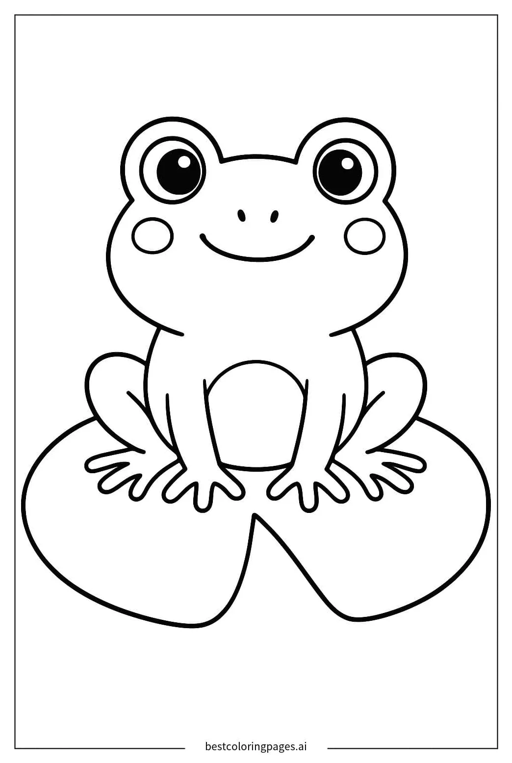Adorable frog relaxing on a lily pad coloring page free printable