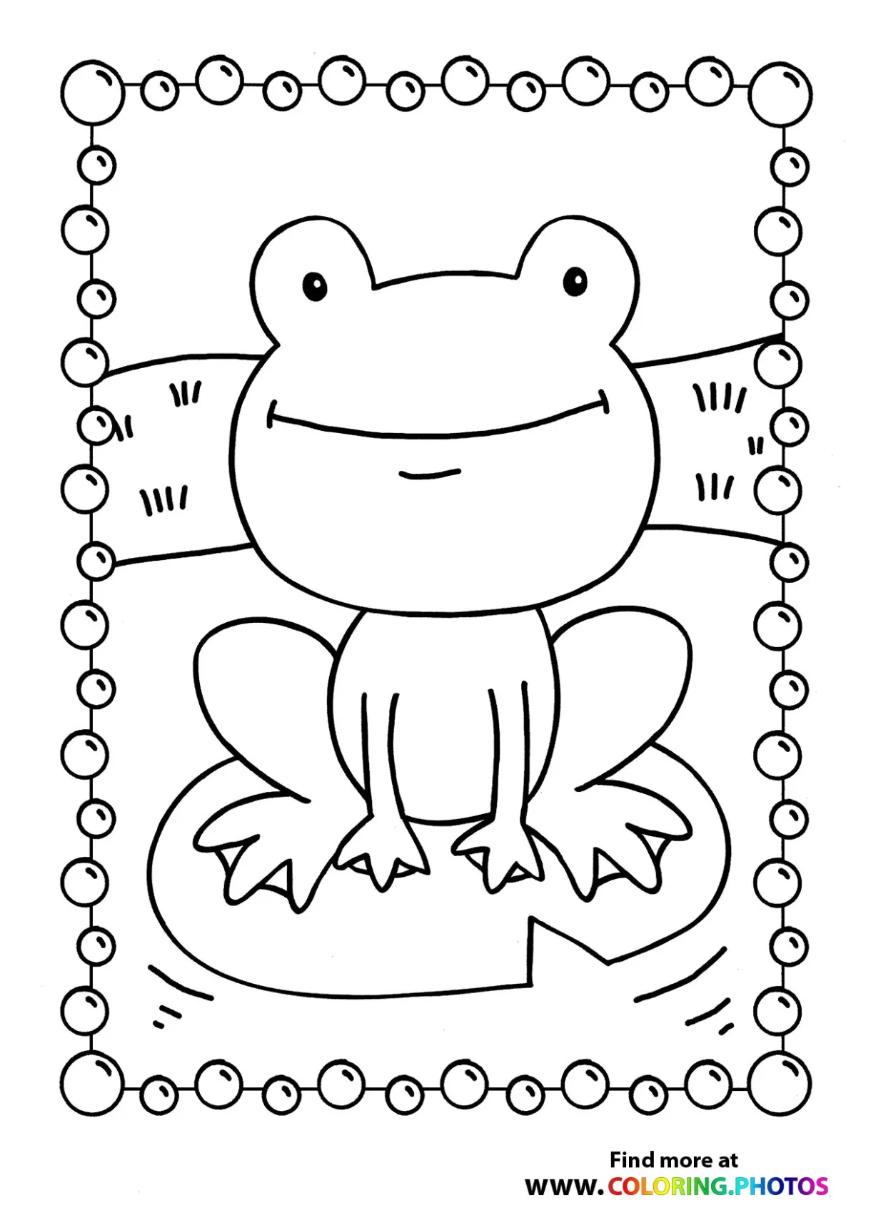 Frog sitting on a lily pad coloring pages for kids