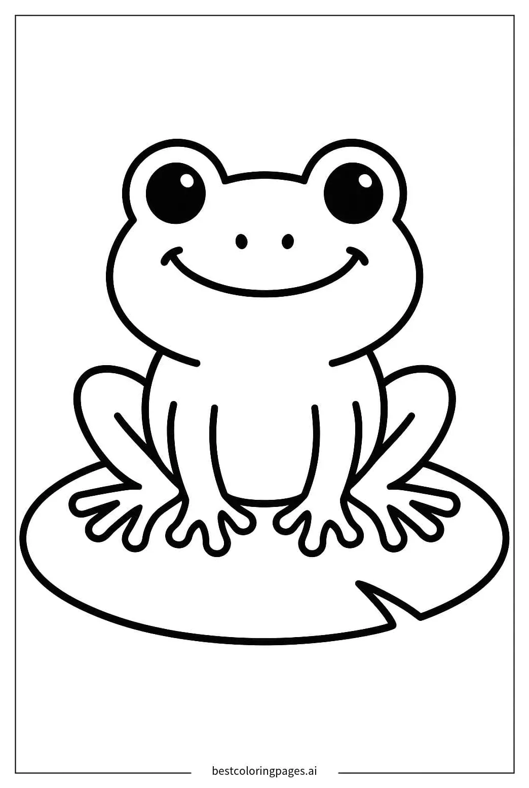 Smiling frog on a lily pad coloring page free printable