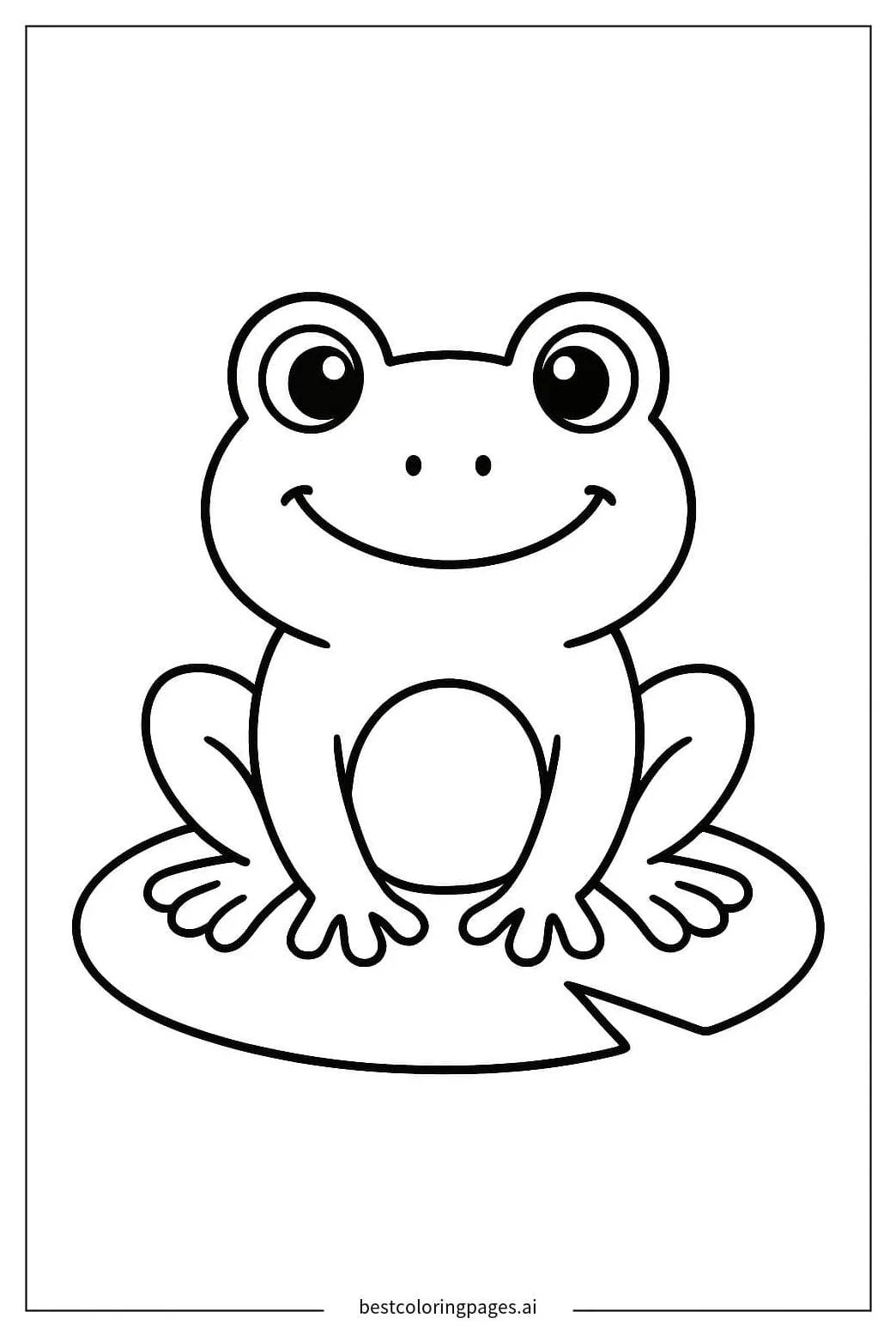 Happy frog on a lily pad coloring page free printable