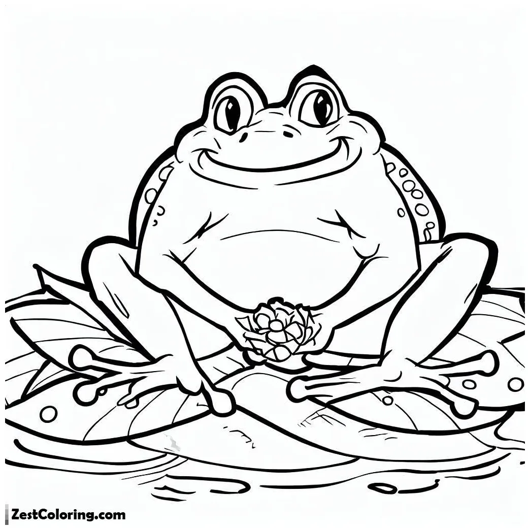 Big frog sitting comfortably on lily pad coloring page coloring for