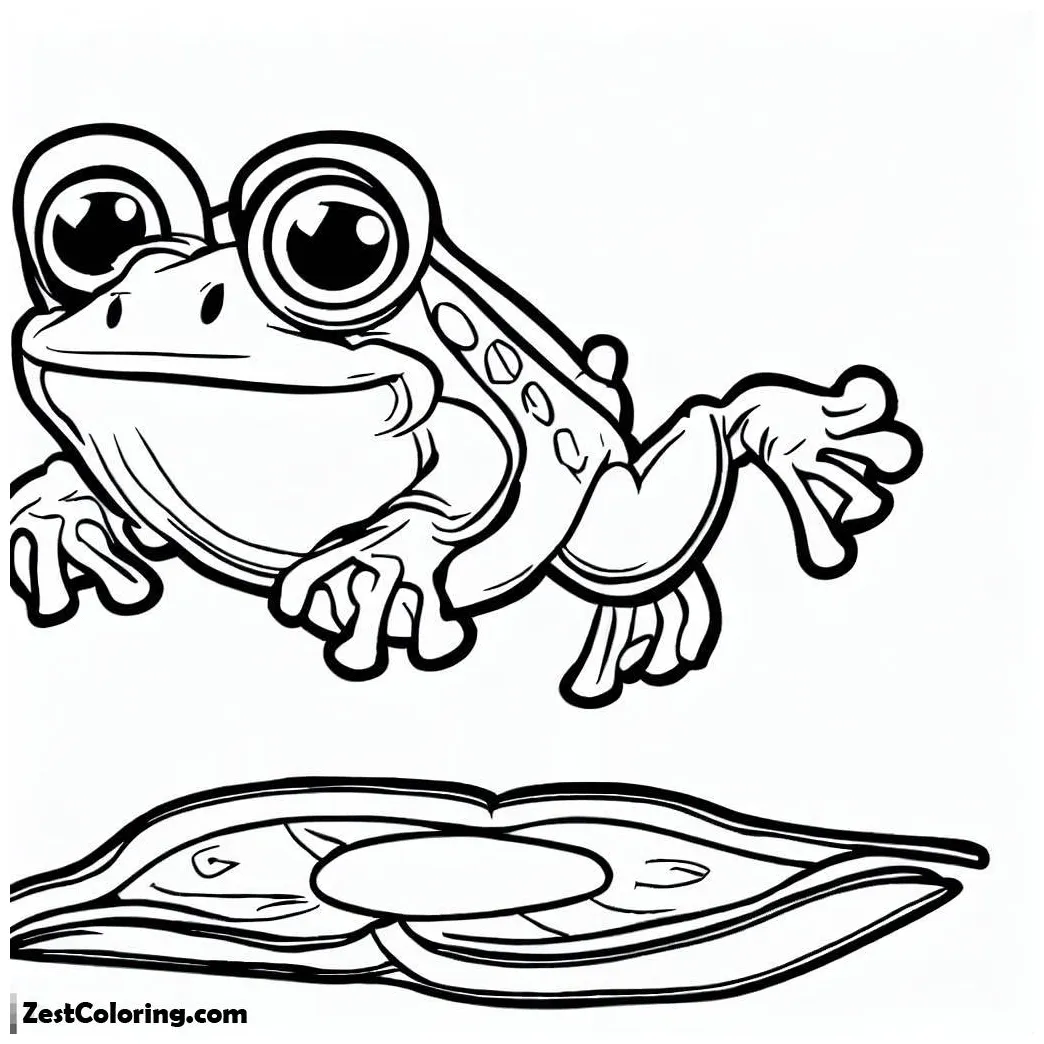 Frog jump on lily pad coloring page coloring for kids smart