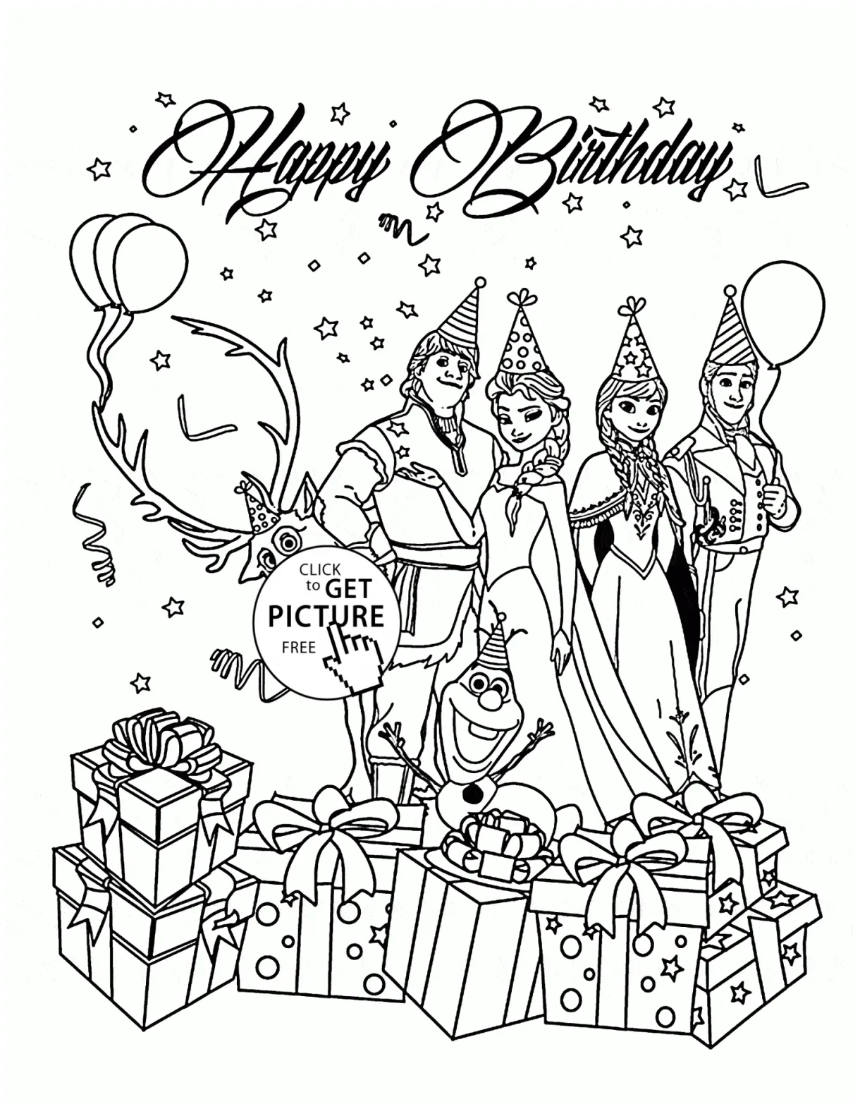 Frozen characters coloring page