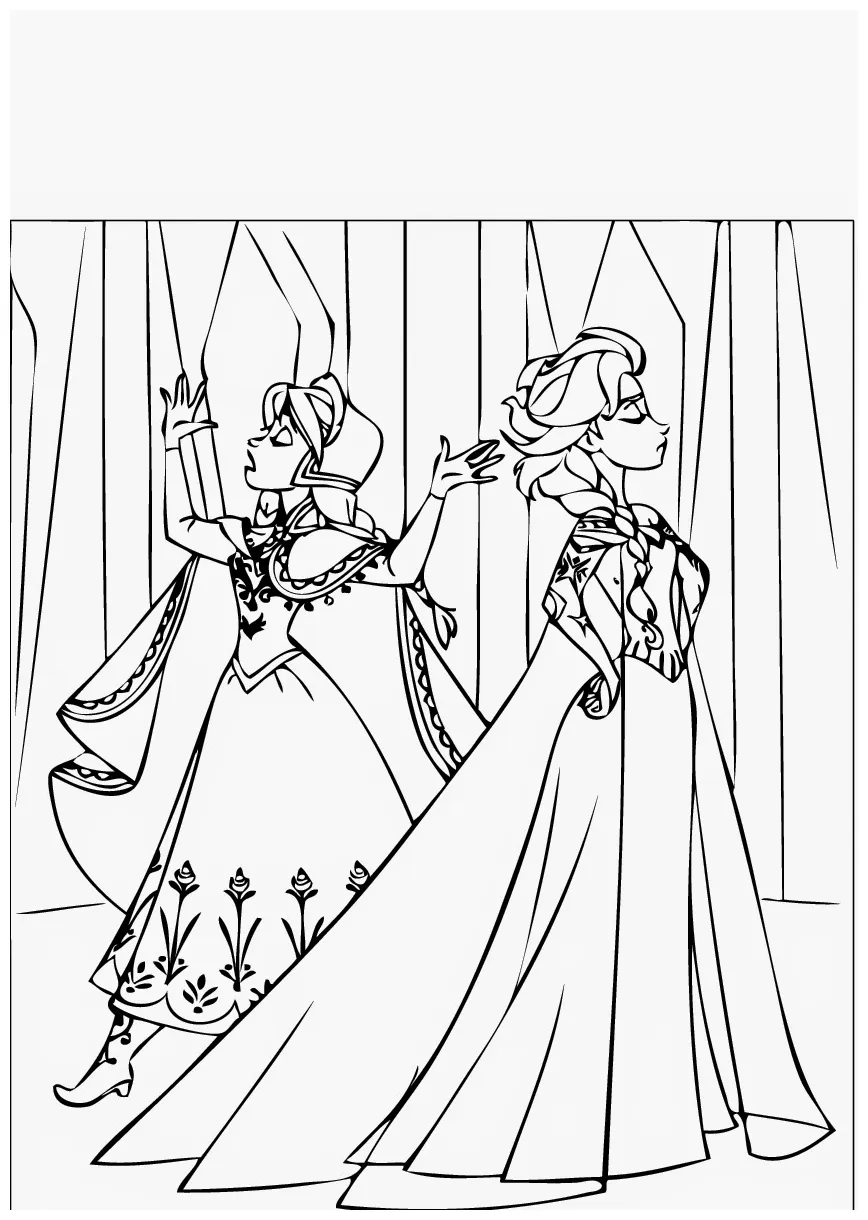 Coloring printable frozen characters team coloring
