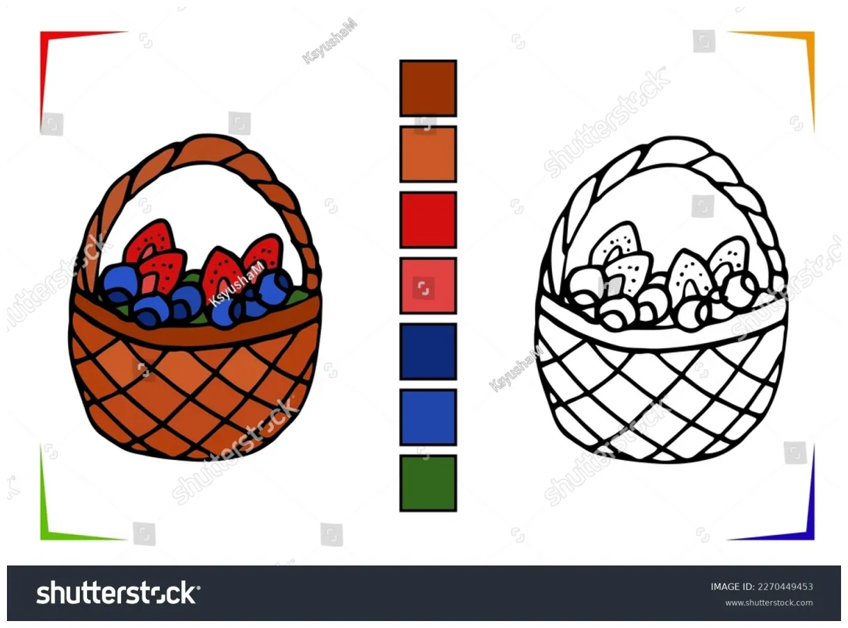 Fruit Basket Coloring Page Vector Educational Stock Vector (Royalty