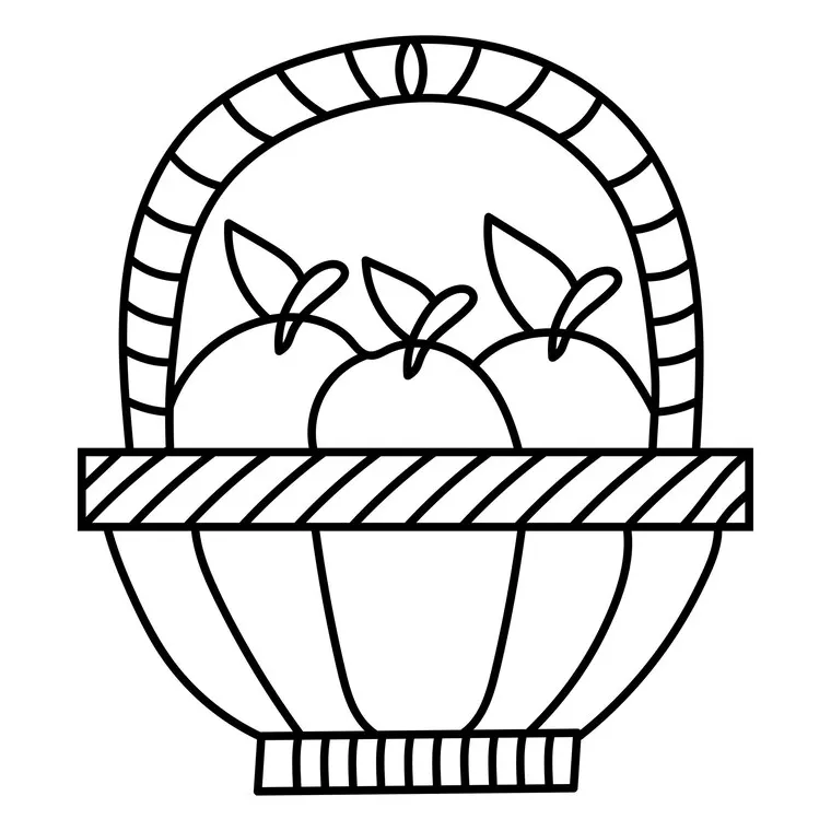 Premium Vector | Fruit basket coloring page for kids vector