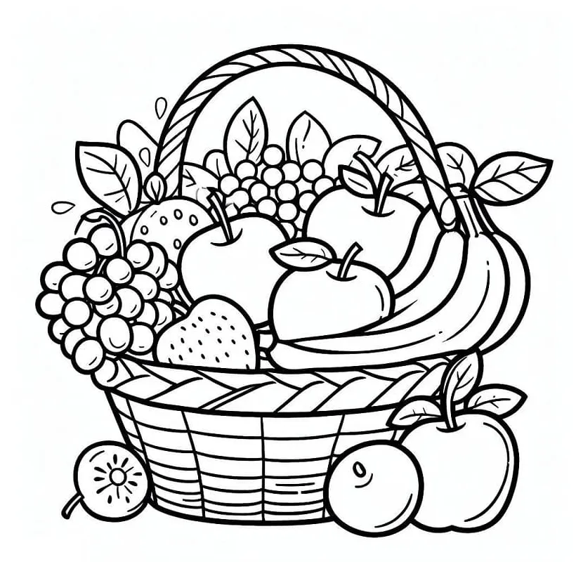 Printable Fruit Basket coloring page - Download, Print or Color Online