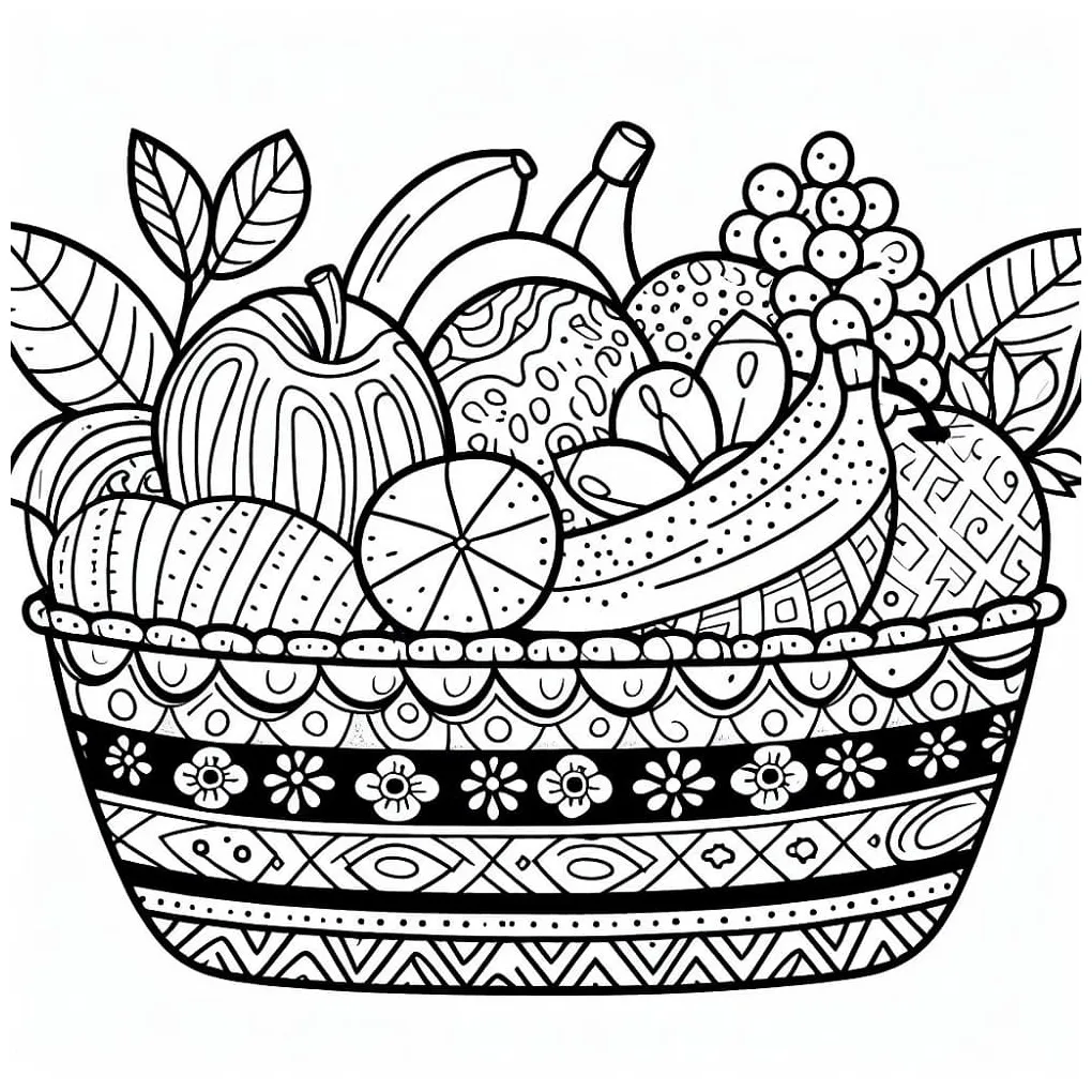 Printable Fruit Basket coloring page - Download, Print or Color Online