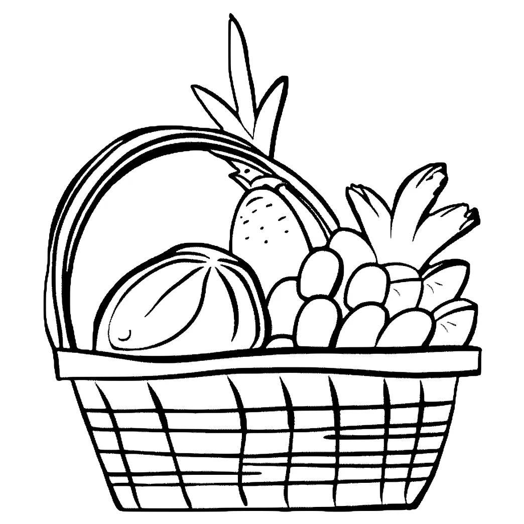 Fruit Basket Coloring Page · Creative Fabrica