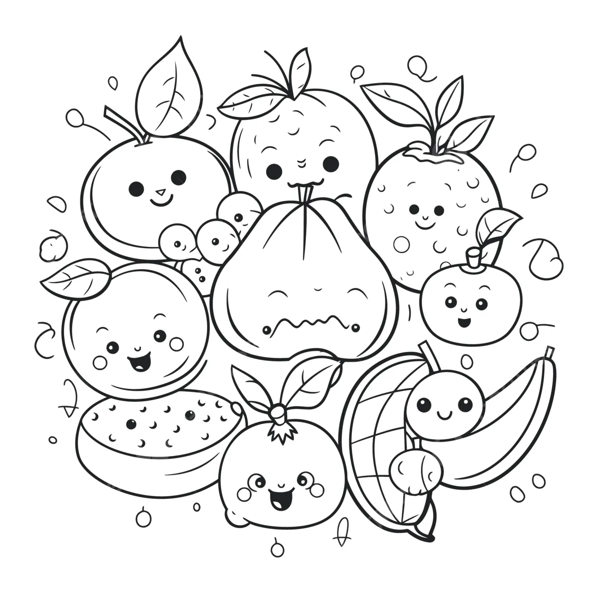 Kawaii Fruits Coloring Page Fruit Coloring Pages Kawaii Fruit | My XXX