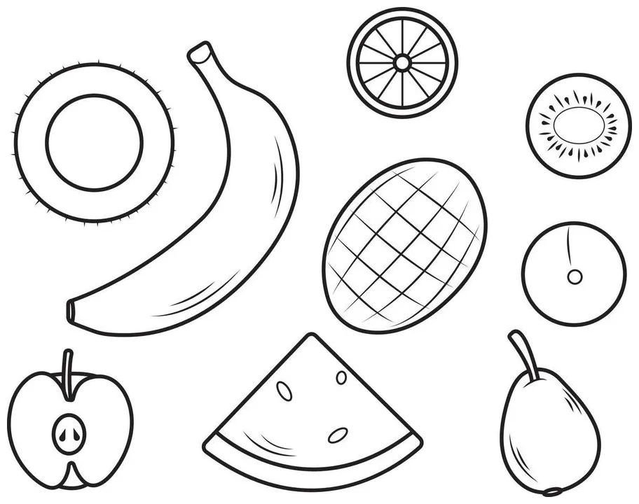 Fruit coloring pages vector art, icons, and graphics for