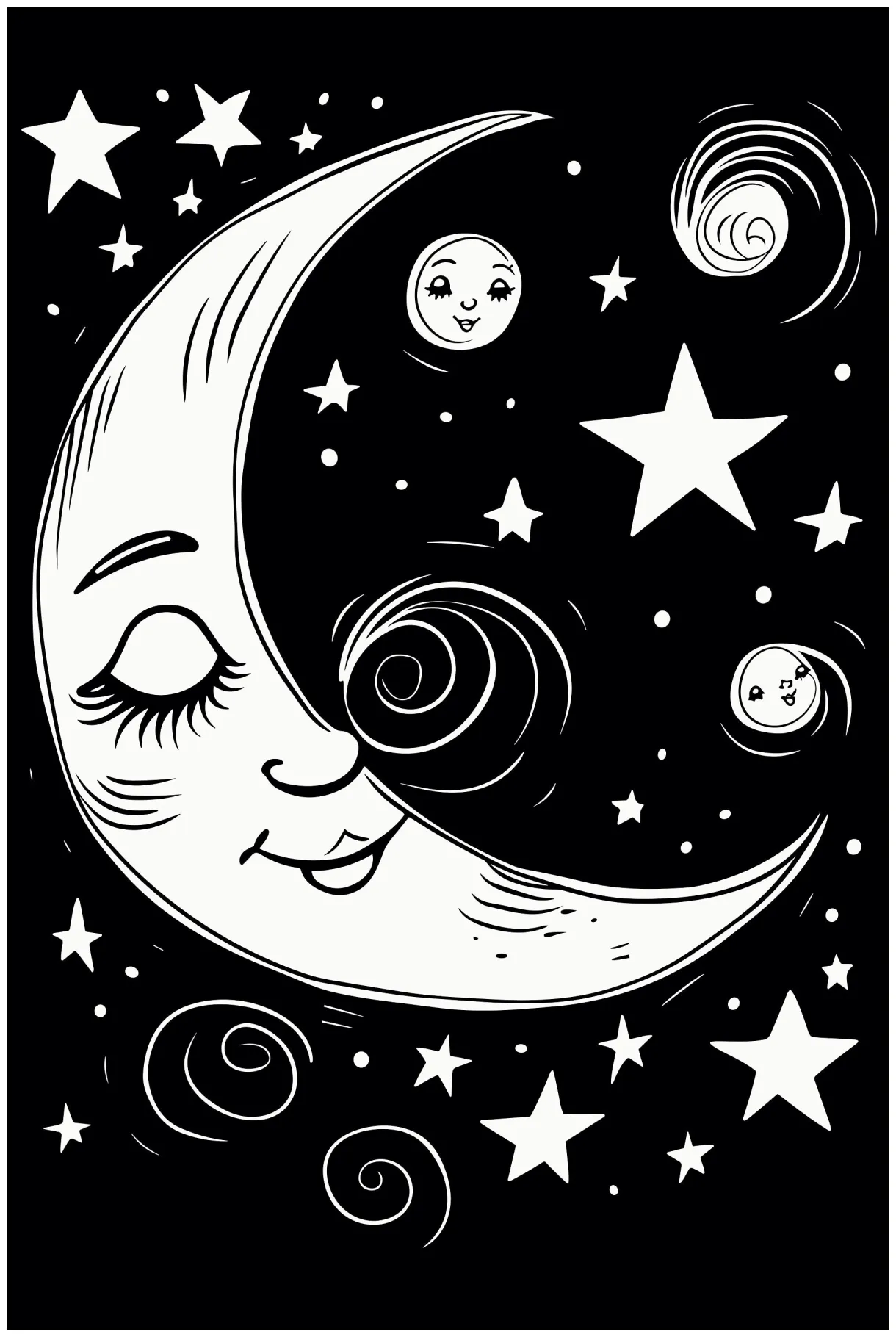 Full moon, coloring page, coloring sheet, adult coloring pages, improve