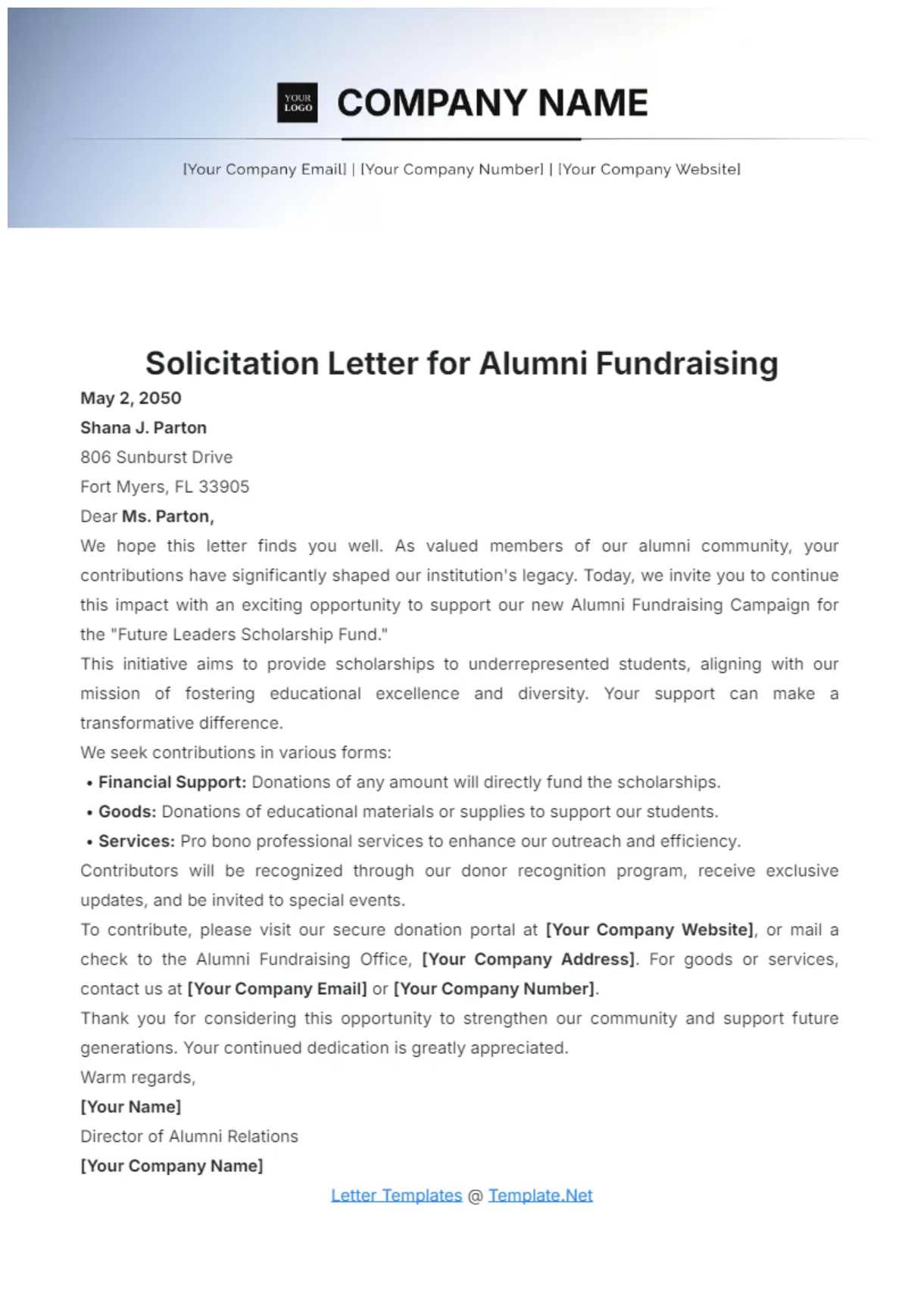 Fundraising letter free donation letter for charity event template to