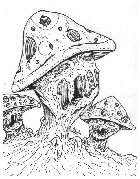 Funky fungi coloring page colouringpages
