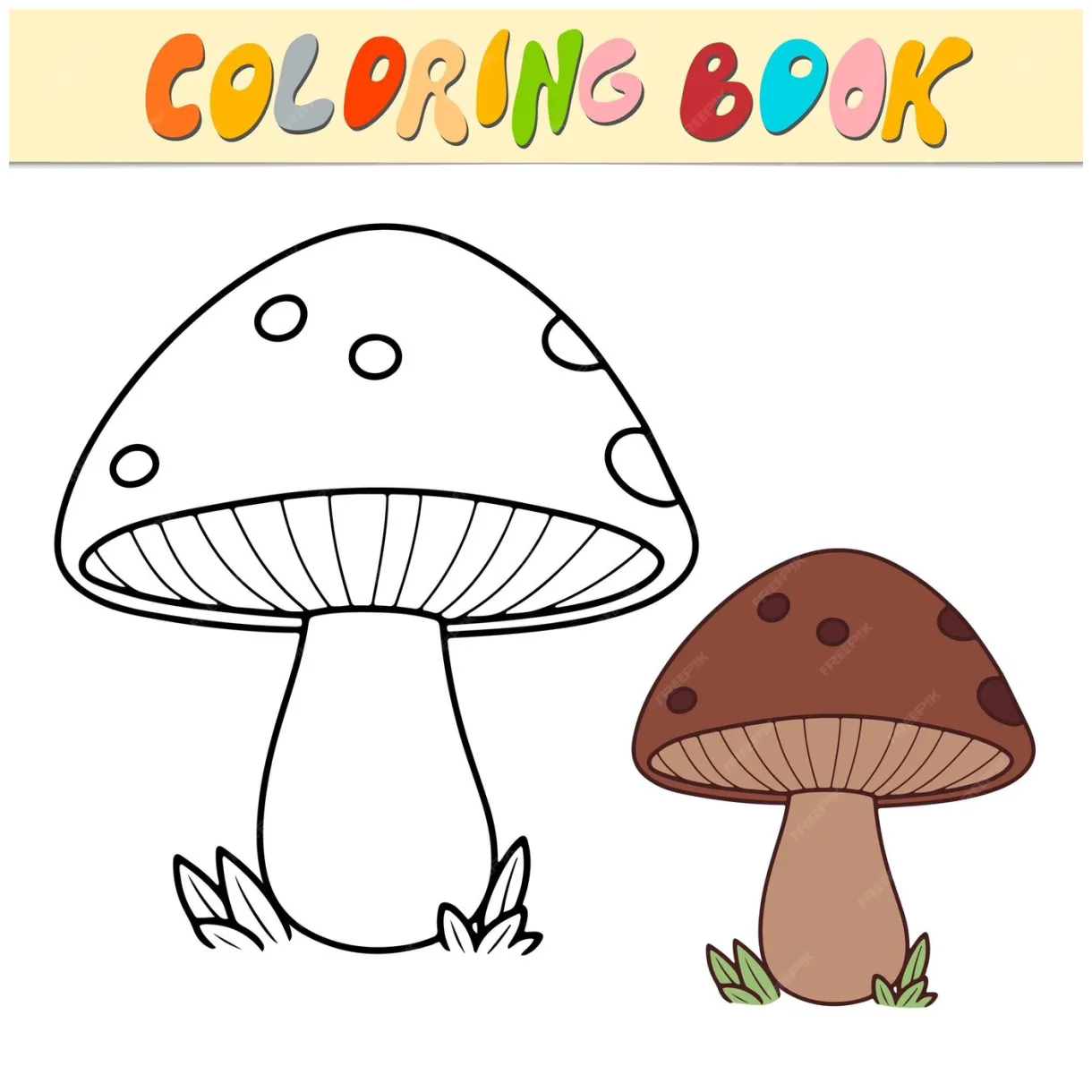Premium vector mushroom coloring book or page for kids cute fungus