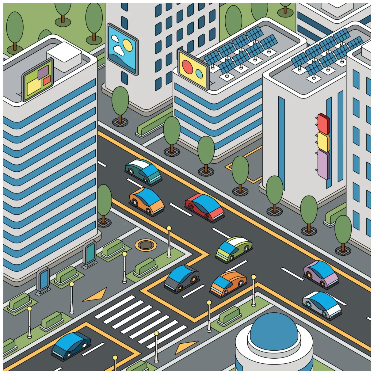 Coloring Future City Composition 3297129 Vector Art at Vecteezy