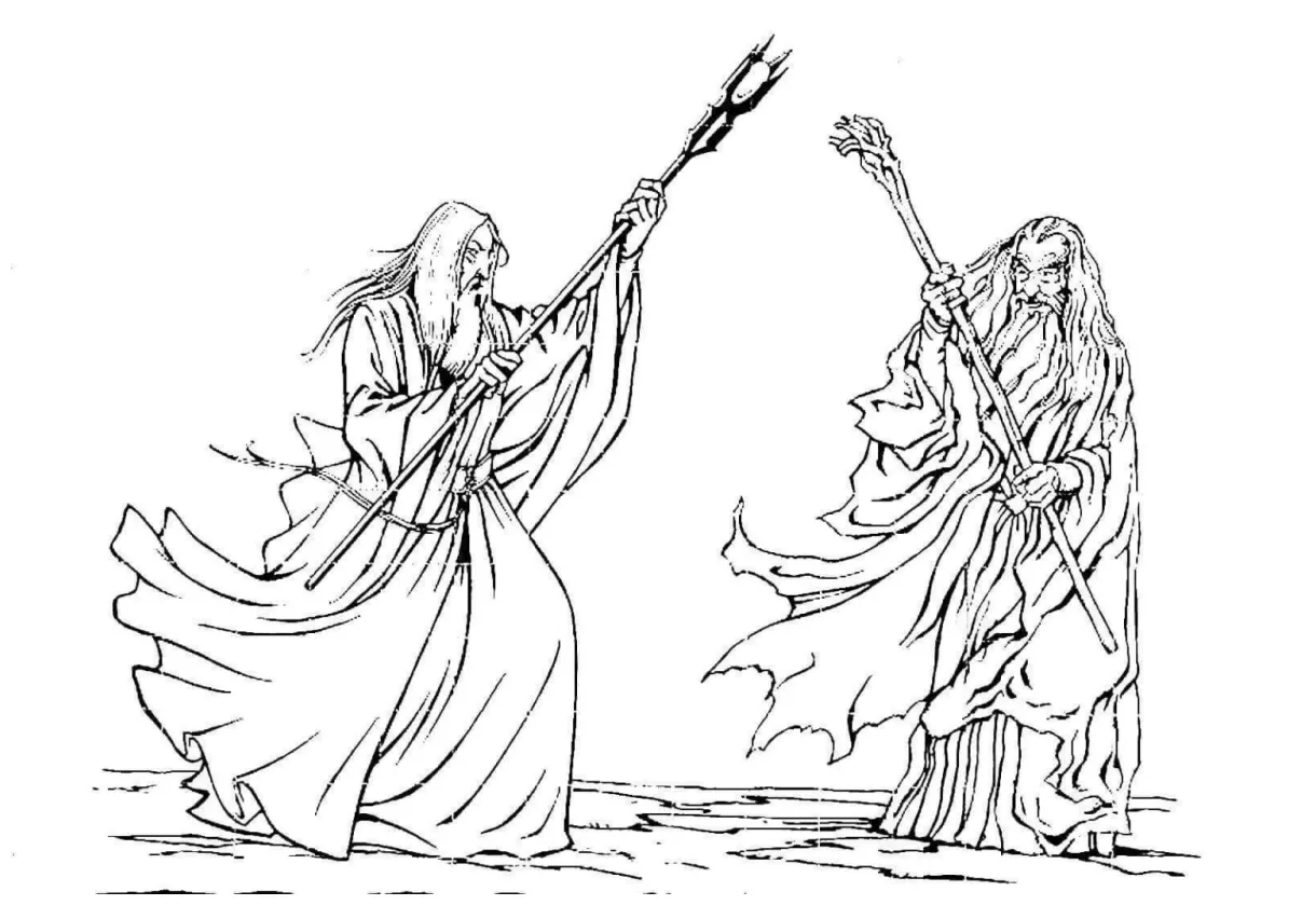 Lord of the rings gandalf vs. saruman coloring page » turkau