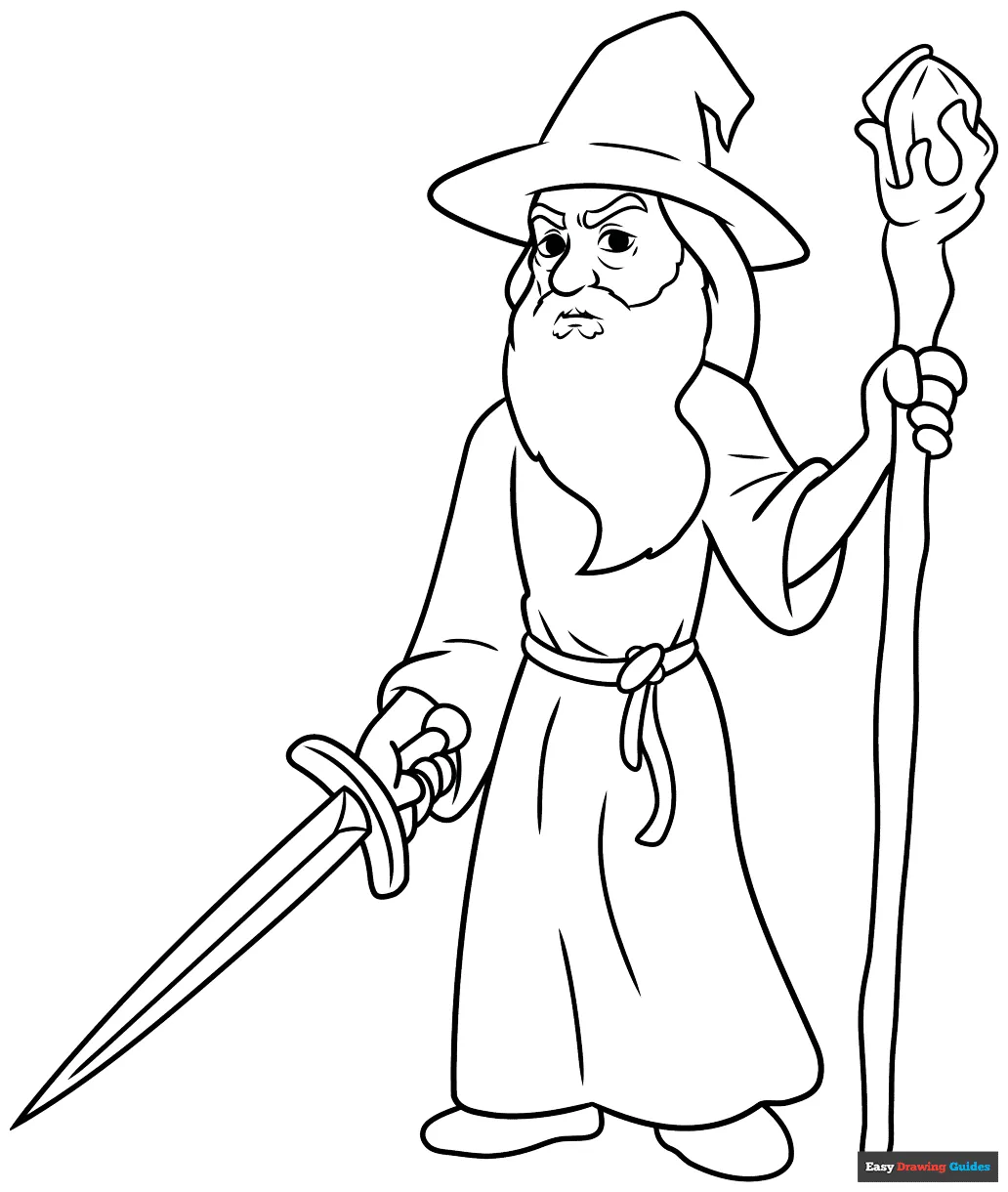 Gandalf coloring page easy drawing guides