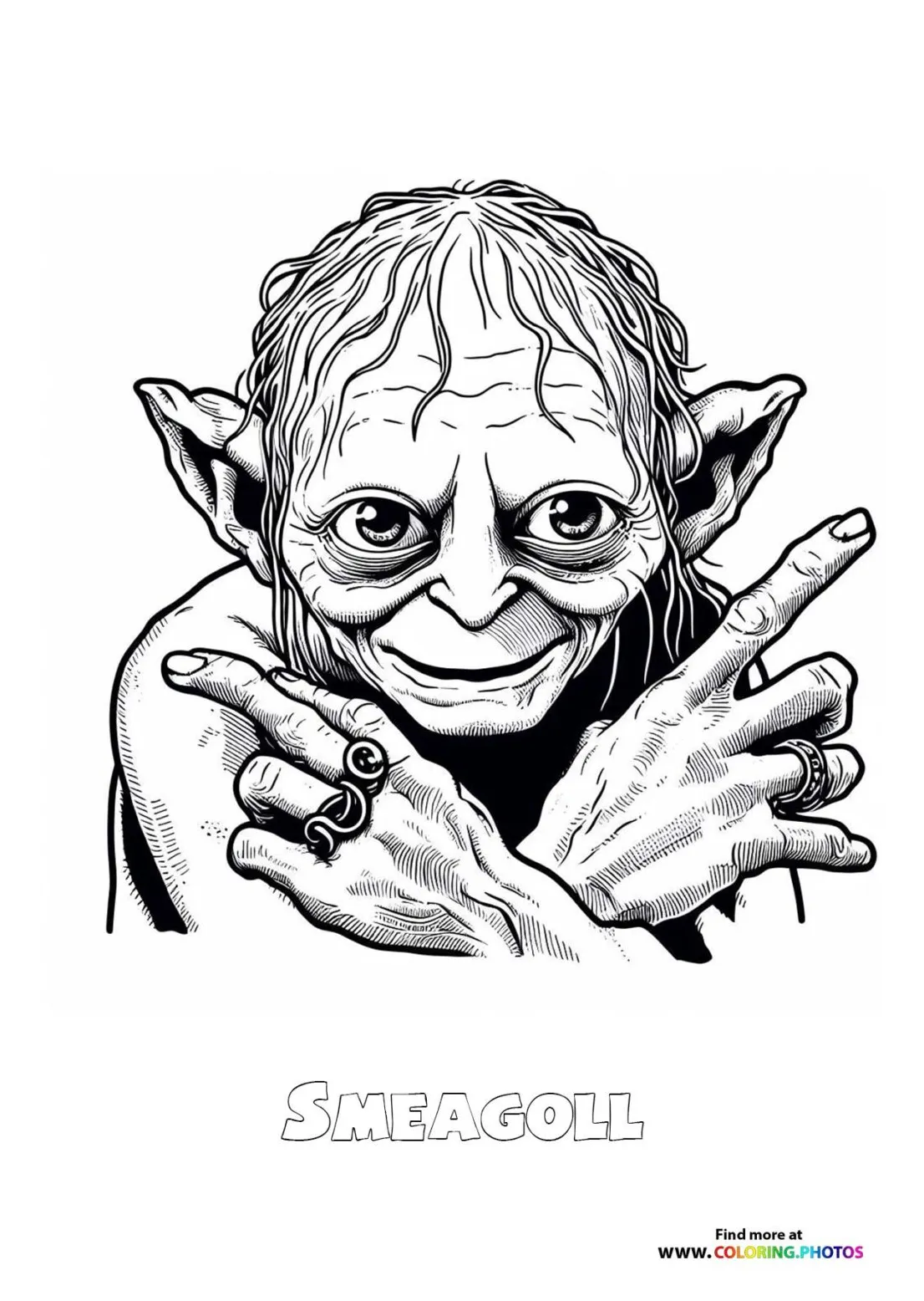 Gandalf with a staff coloring pages for kids