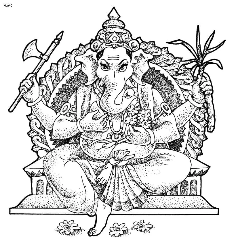 Ganesha - Sheet 7 coloring page - Download, Print or Color Online for Free
