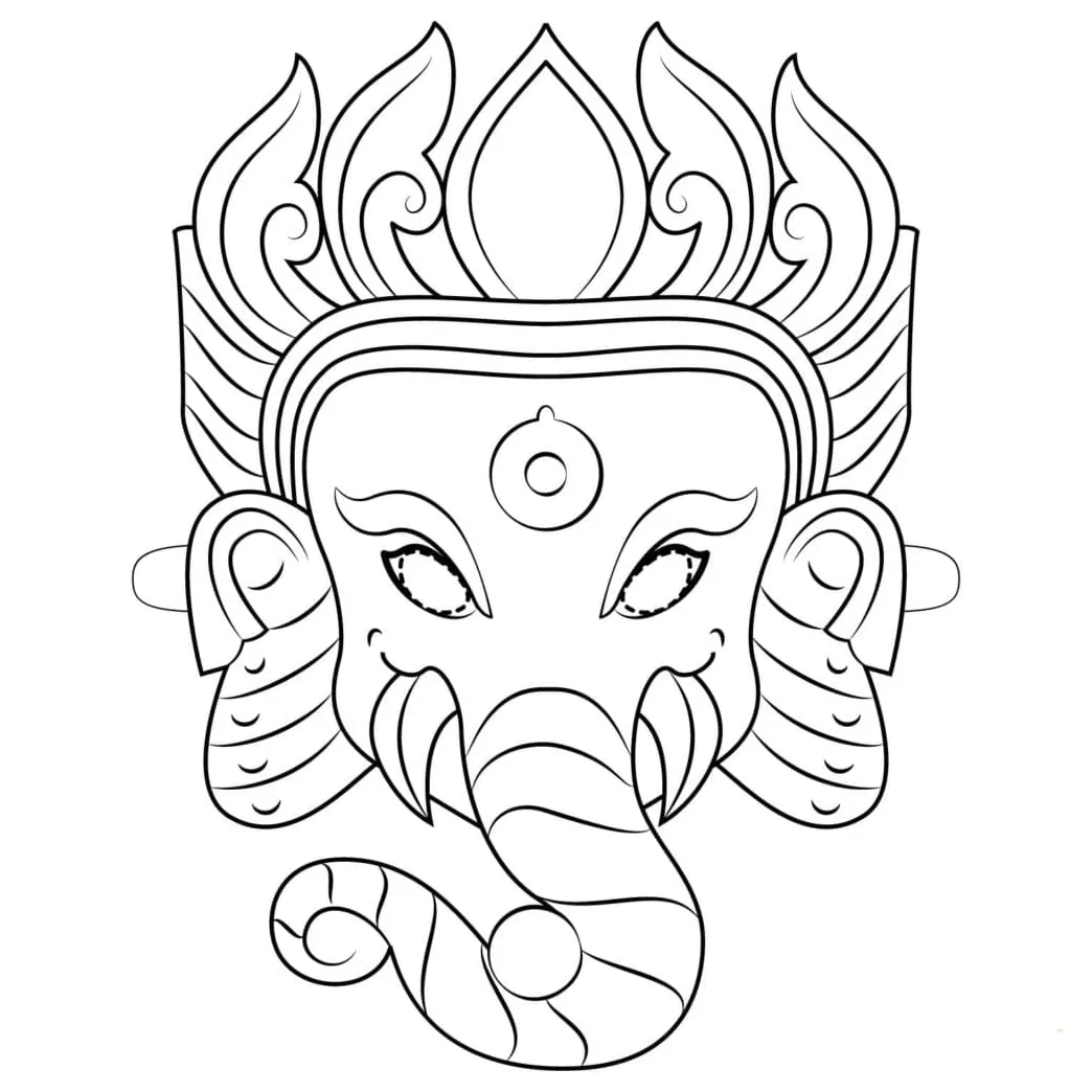 Ganesha Mask coloring page - Download, Print or Color Online for Free