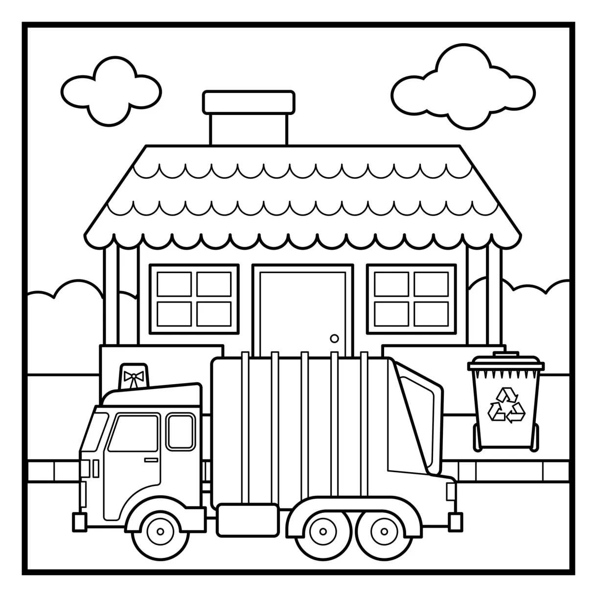 Coloring page of garbage truck 16801549 vector art at vecteezy