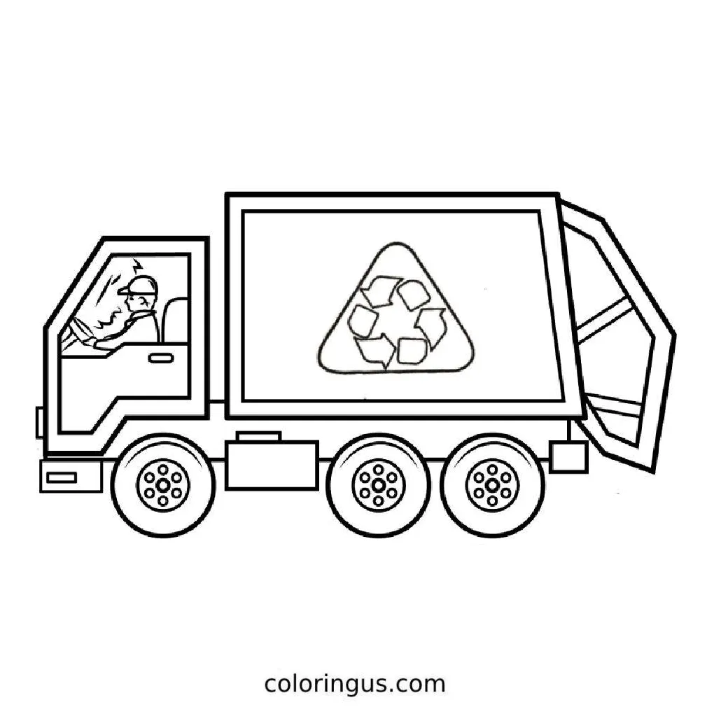 Printable garbage truck coloring page free printable pdf