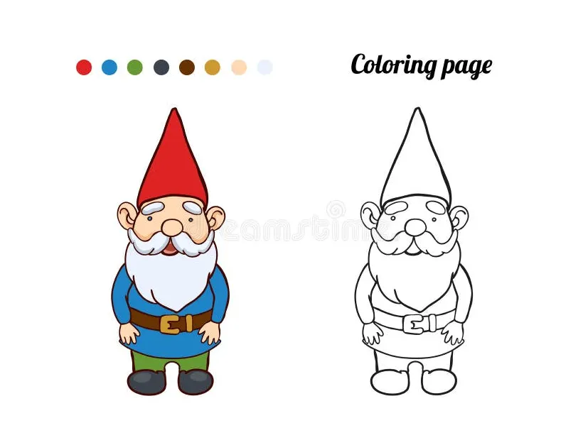 Coloring page or book with illustration of garden gnome stock vector
