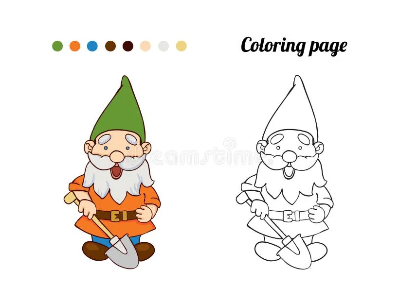 Coloring page or book with illustration of garden gnome stock vector