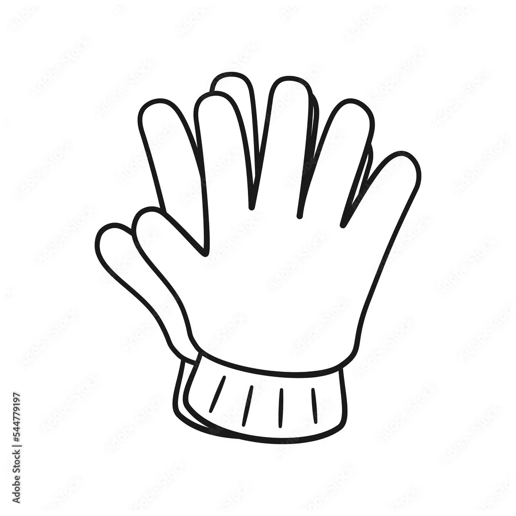 Gardening rubber gloves cute cartoon outline line art illustration