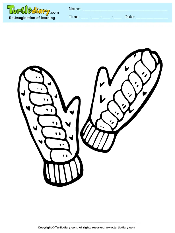 Glove coloring sheet turtle diary