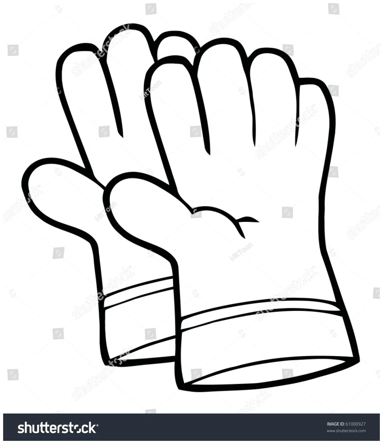 Coloring page outline pair gardening hand stock vector