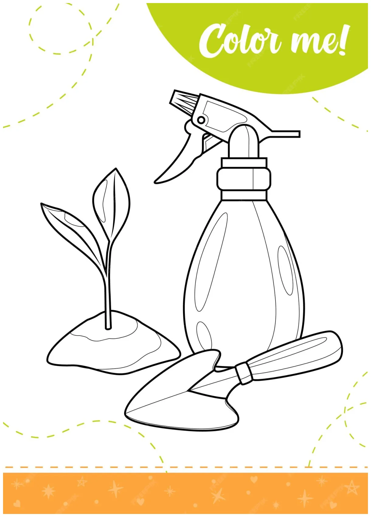 Premium vector coloring page for kids with gardening tools